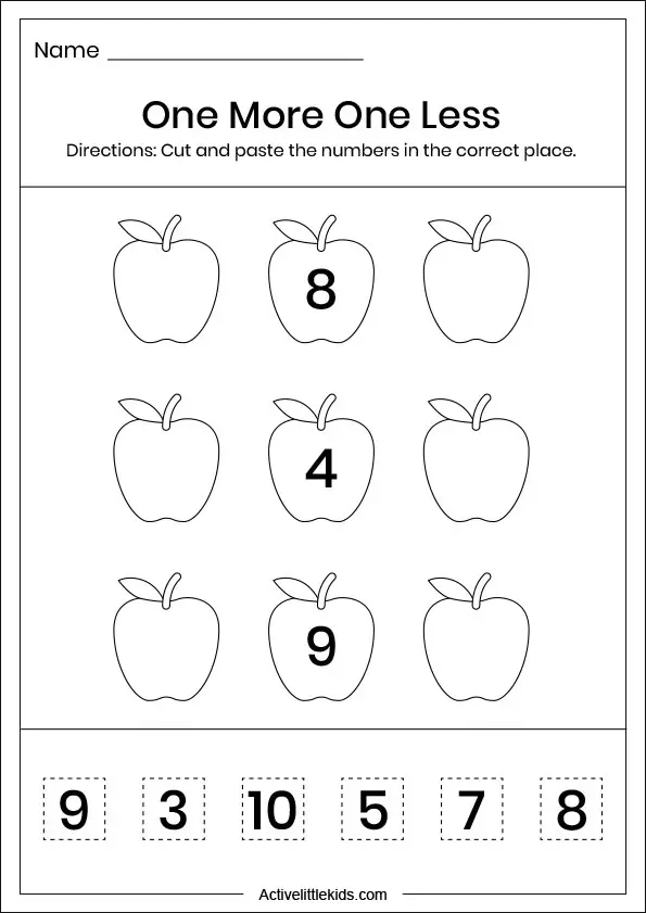 fall one more one less worksheets