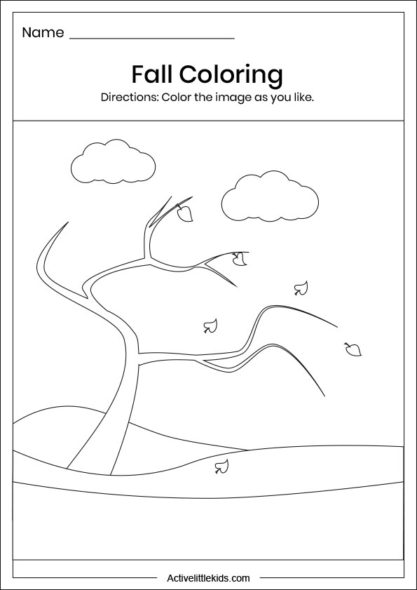 fall tree coloring worksheets