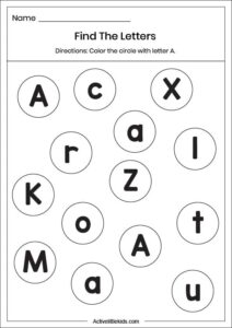 Free Letter A Worksheets for Kindergarten - Active Little Kids