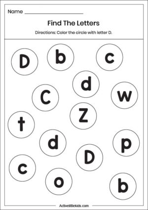 Free Letter D Worksheets for Kindergarten - Active Little Kids