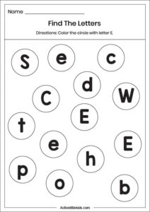 Free Letter E Worksheets for Kindergarten - Active Little Kids