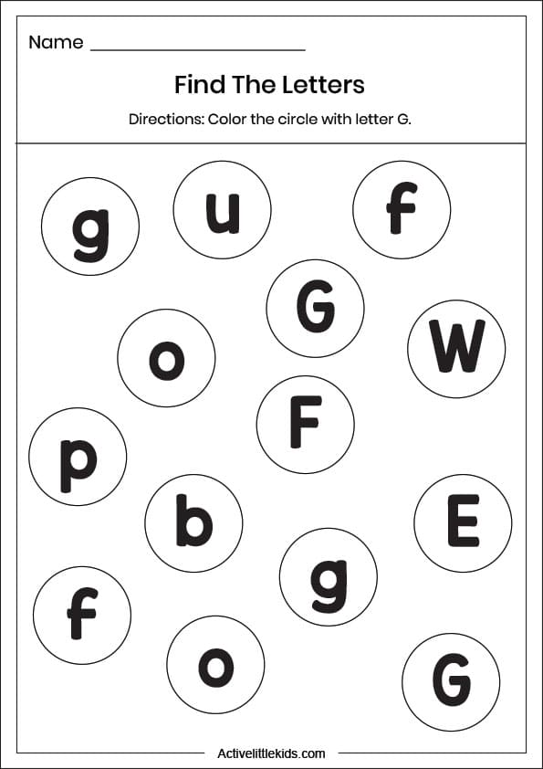 find letter g worksheet