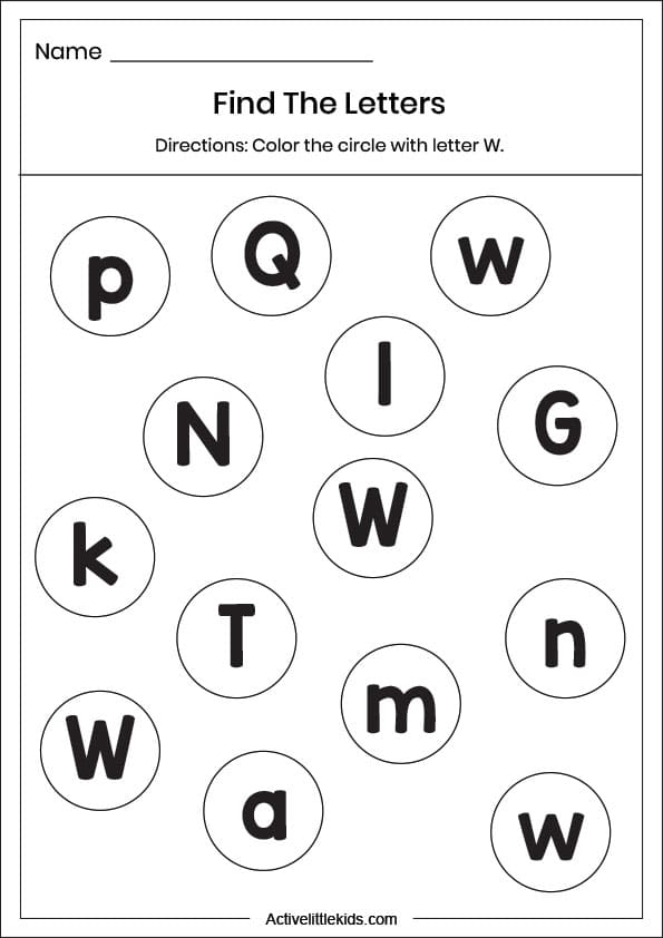 Free Letter W Worksheets For Kindergarten - Active Little Kids