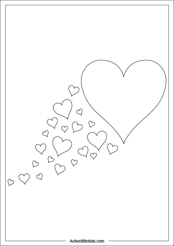 floating heart coloring page