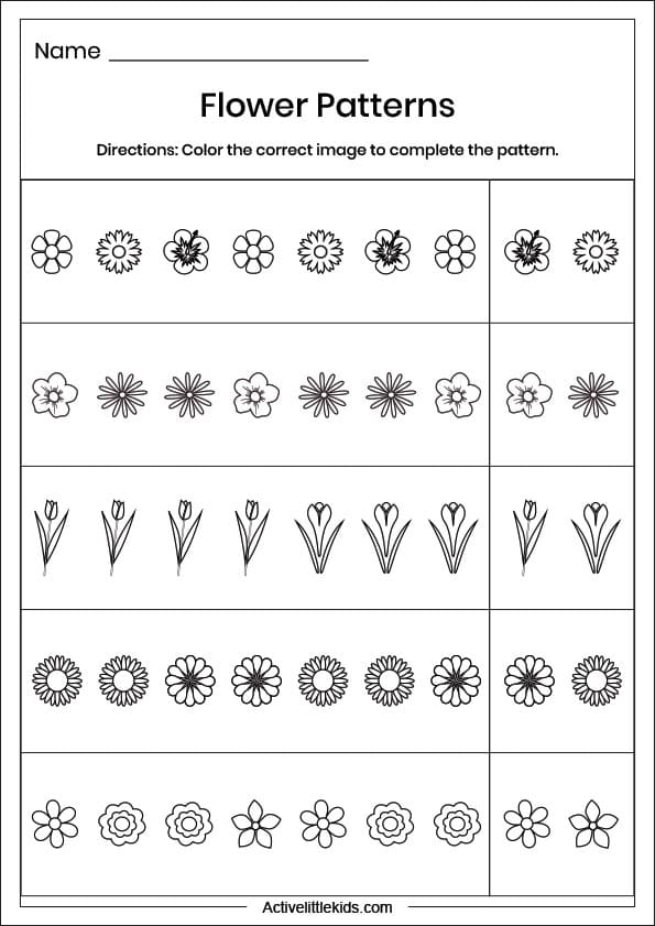 flower pattern worksheet