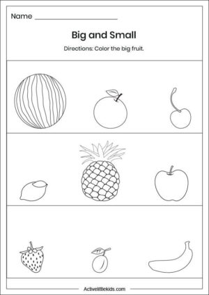 Big and small worksheets for preschool - Active Little Kids