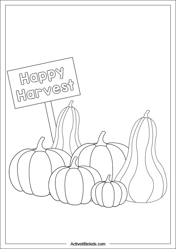 happy harvest pumpkin coloring page