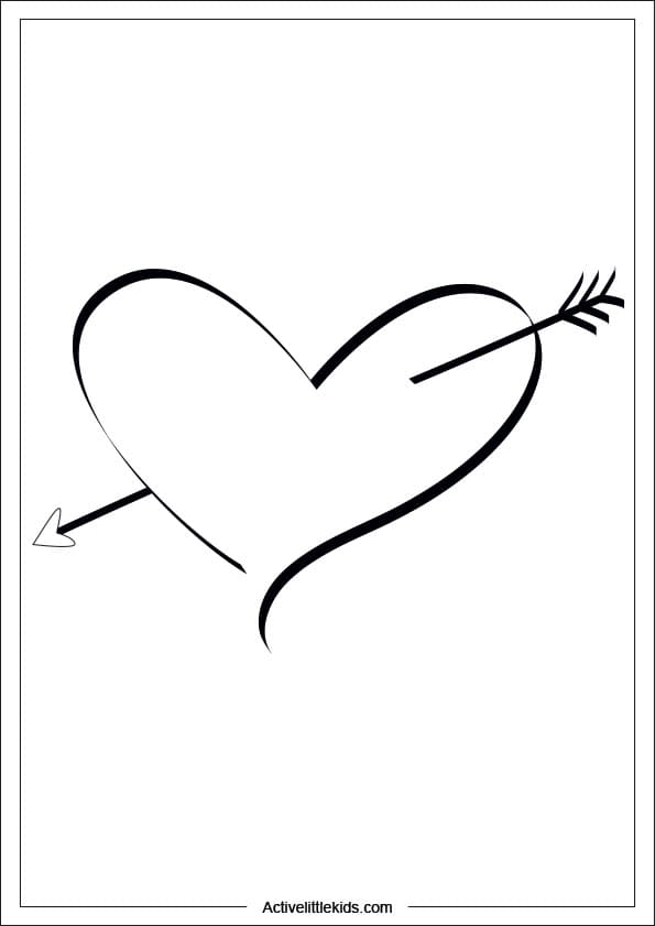 heart and arrow coloring page