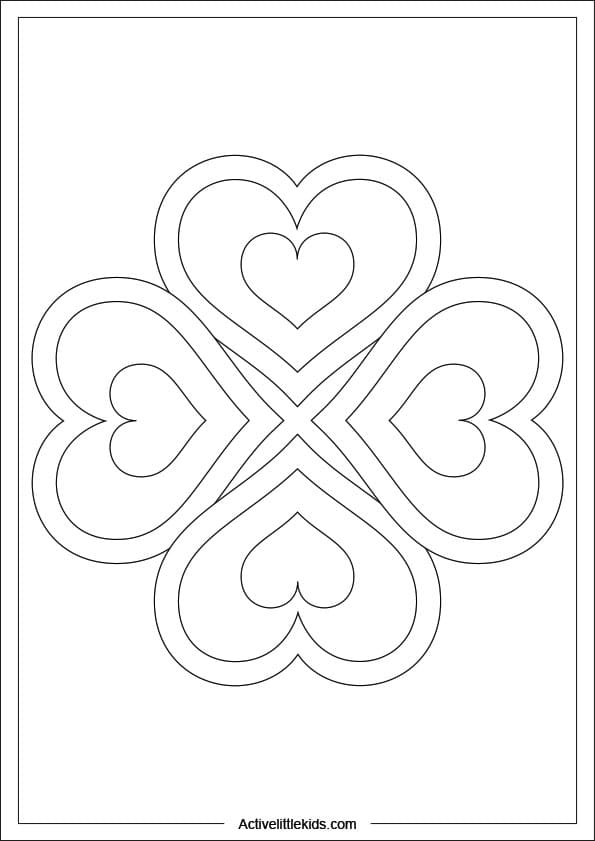 heart flower coloring page