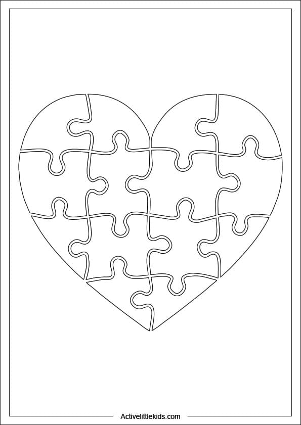 heart puzzle coloring page