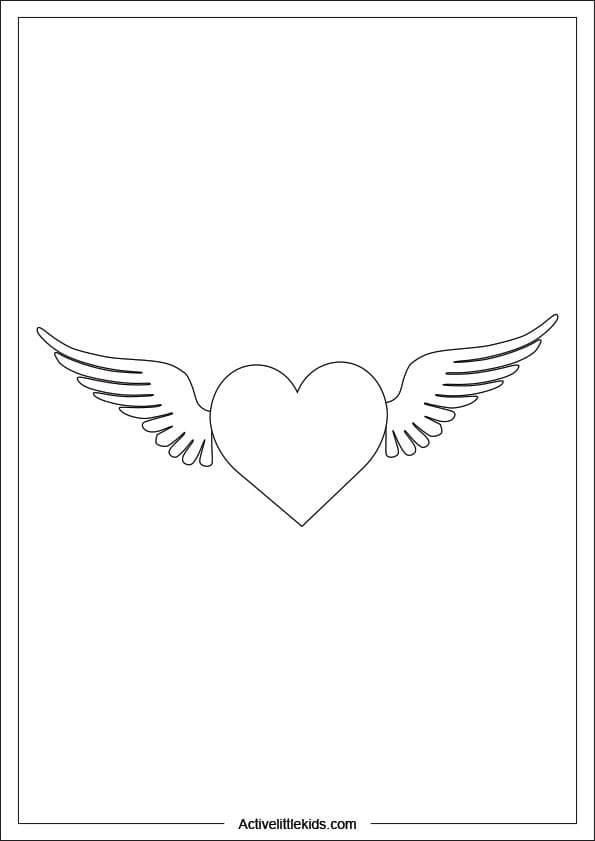 heart with wings coloring page