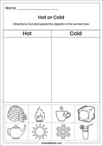 Hot and Cold Worksheets for Preschool - Active Little Kids