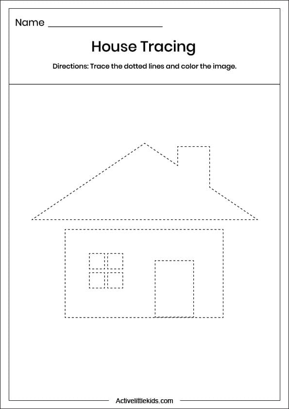 house tracing worksheet
