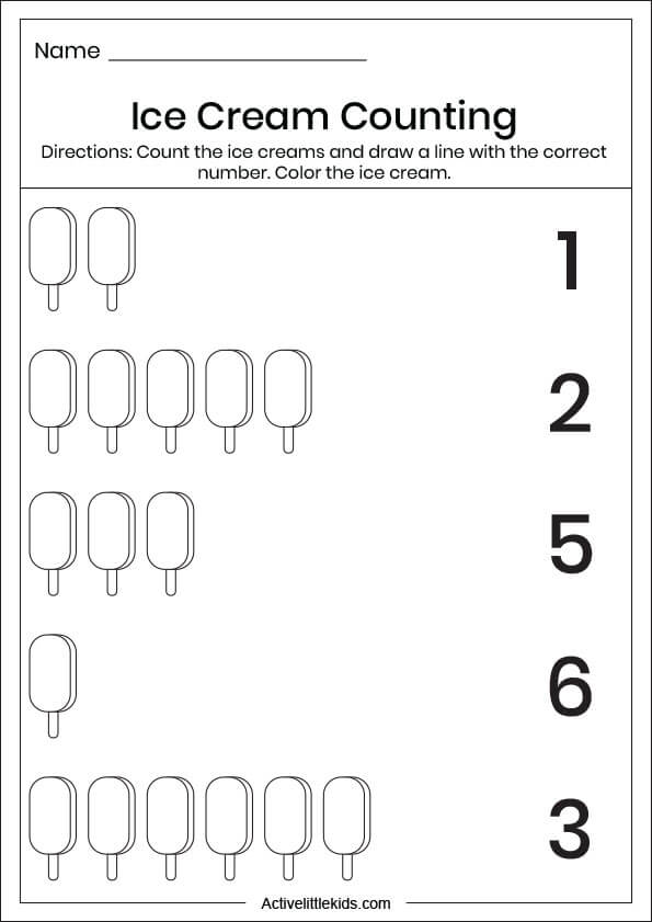 icecream counting worksheet