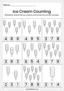 Summer counting worksheets - Active Little Kids