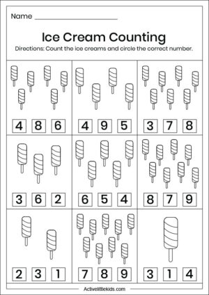 Summer counting worksheets - Active Little Kids