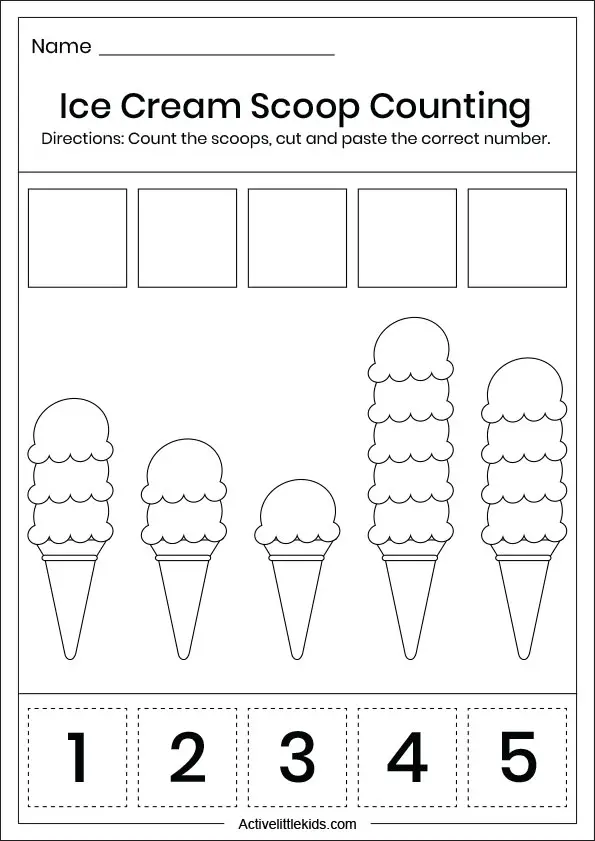 icecream scoop counting worksheet