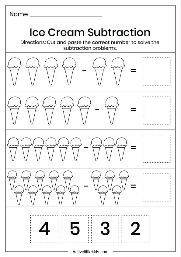 summer subtraction worksheets for kindergarten active little kids