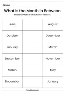 Months of the Year Worksheets - Active Little Kids