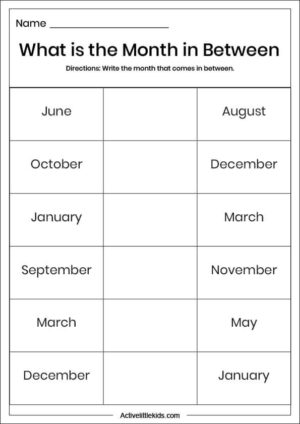 Months of the year worksheets - Active Little Kids