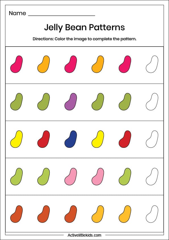 jelly bean pattern worksheet