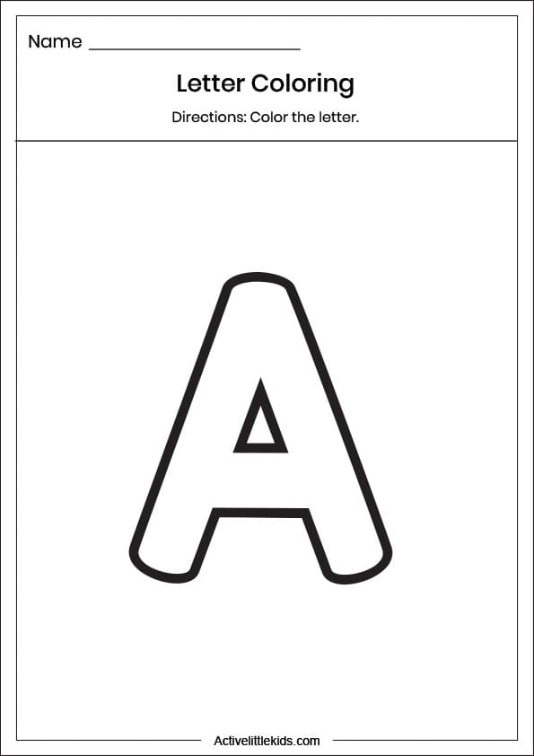 letter a coloring worksheet
