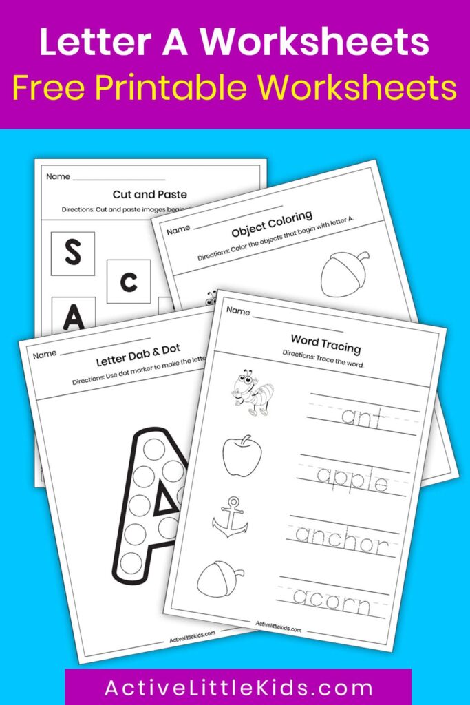 letter a worksheets pin