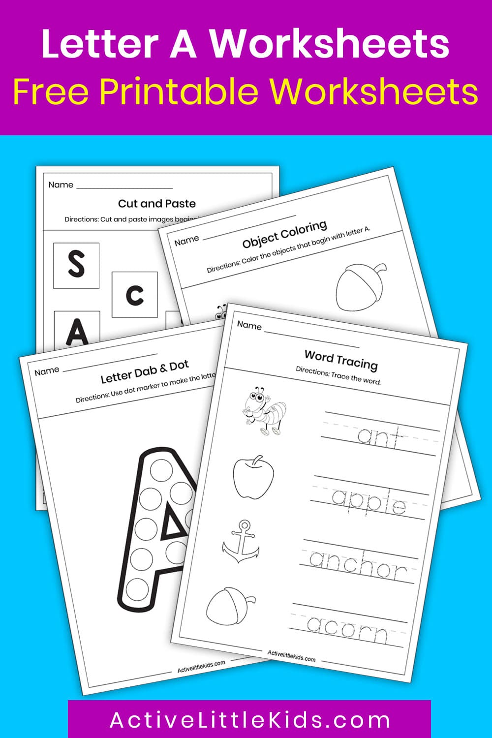 Free Letter A Worksheets for Kindergarten - Active Little Kids