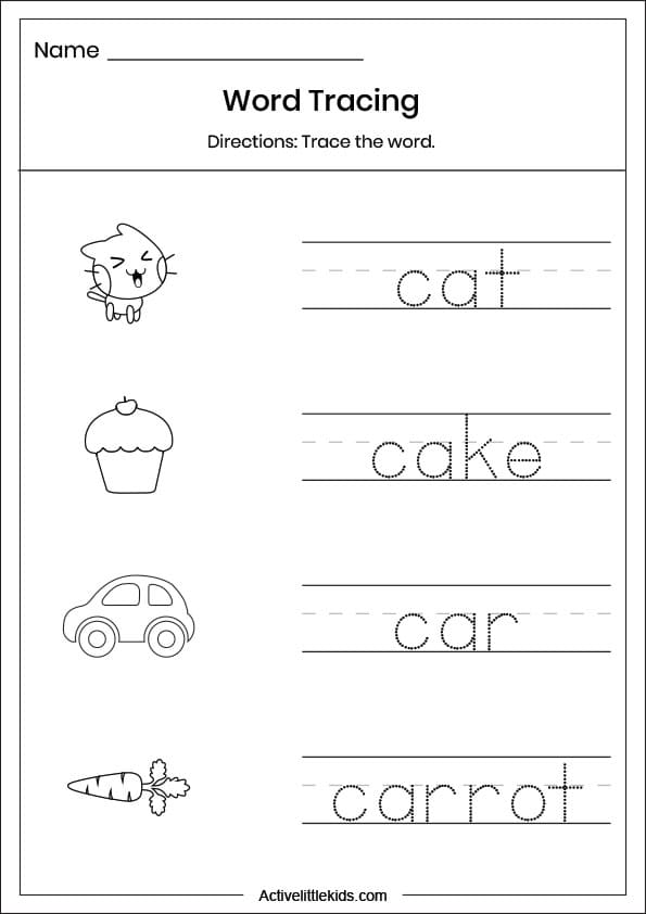 letter c word tracing worksheet
