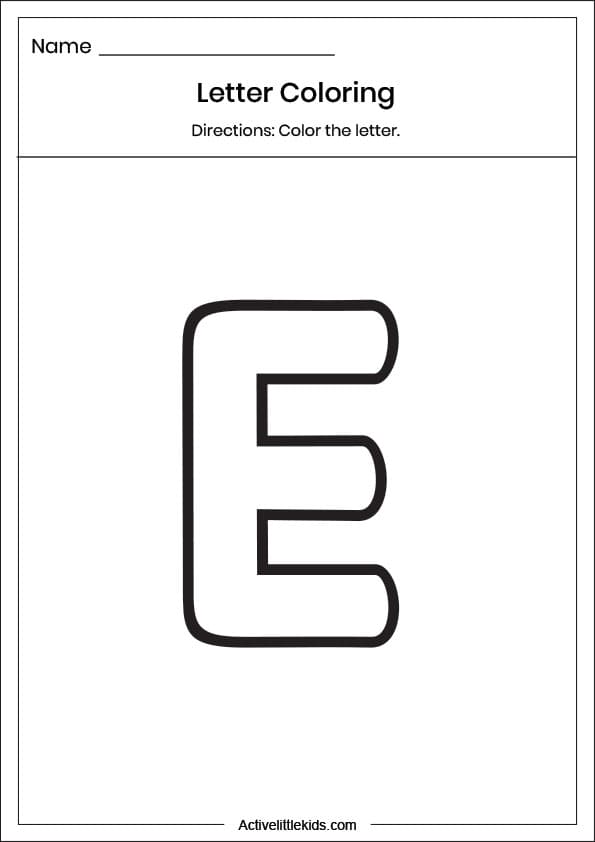 letter e coloring worksheet