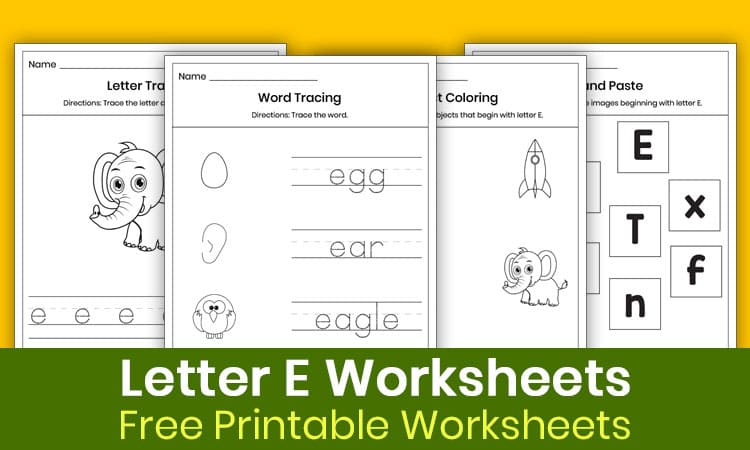 Free Letter E Worksheets for Kindergarten