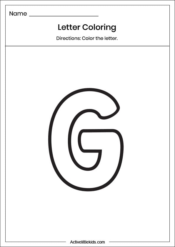 letter g coloring worksheet