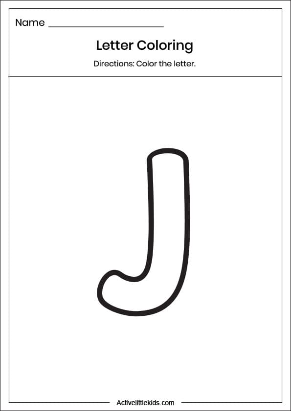 letter j coloring worksheet