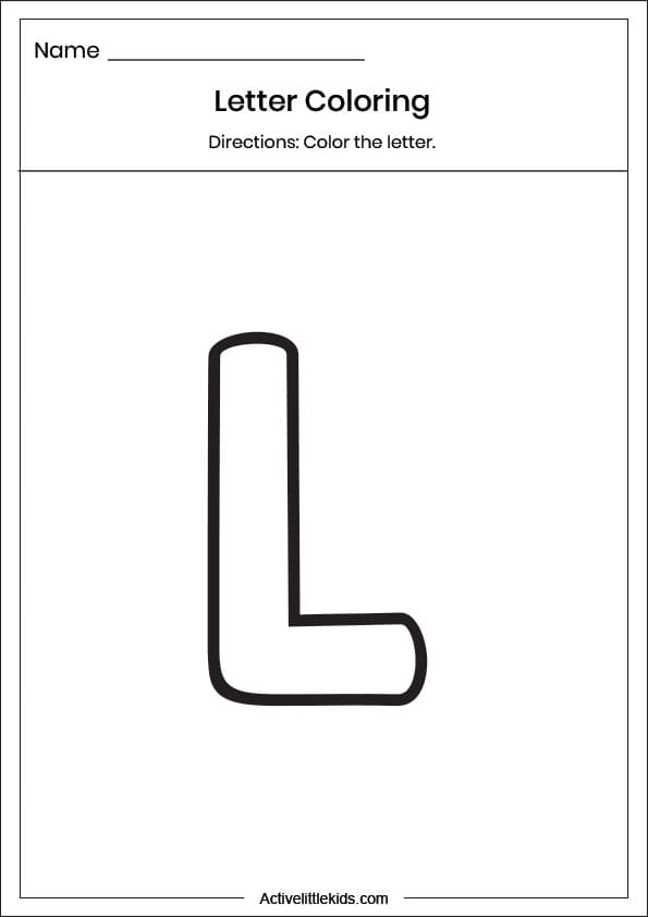 letter l coloring worksheet