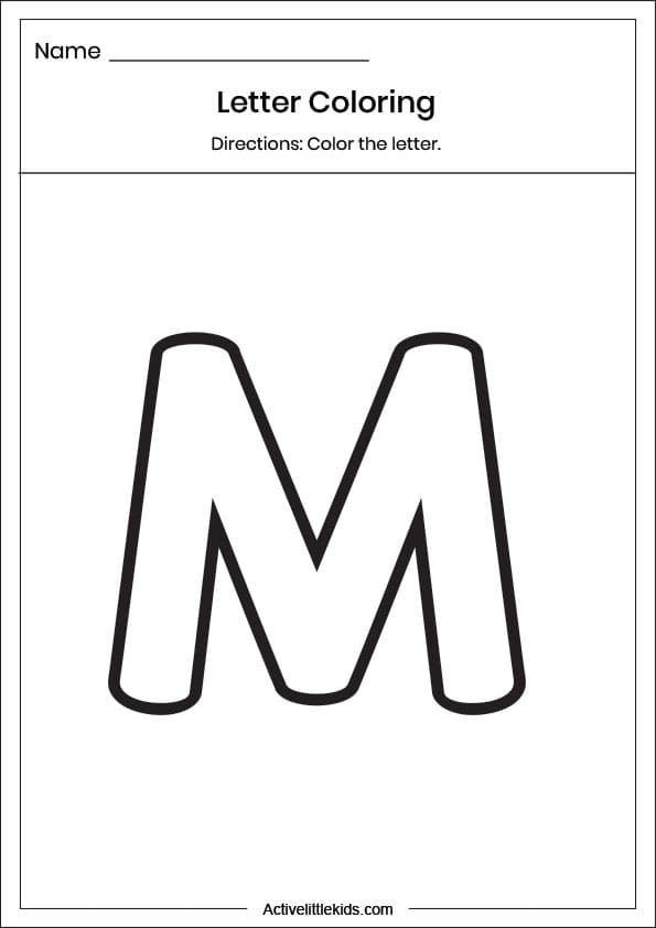 letter m coloring worksheet