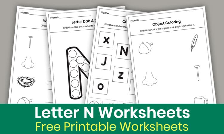 Free Letter N Worksheets for Kindergarten