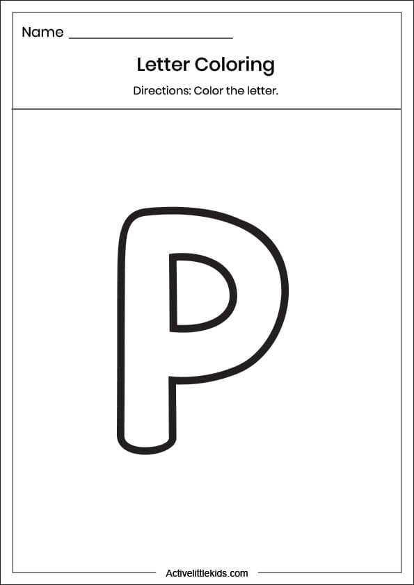 letter p coloring worksheet