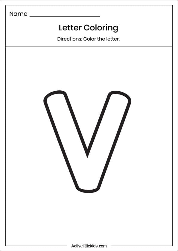 letter v coloring worksheet
