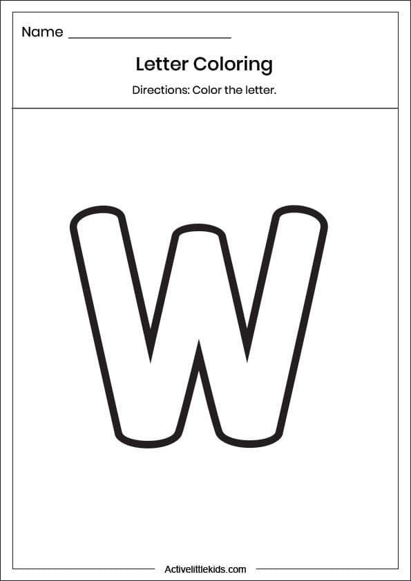 letter w coloring worksheet