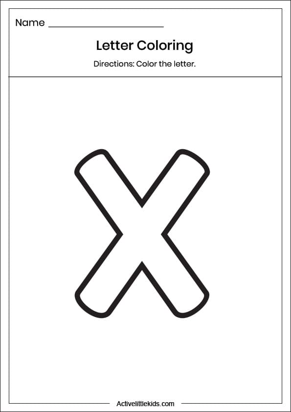 letter x coloring worksheet