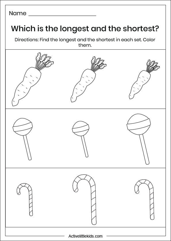 Big,Small, Long, Short worksheet