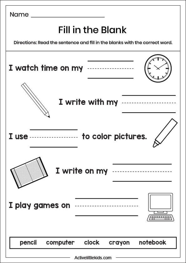 blank writing worksheets for kindergarten