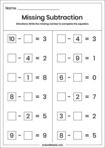 Free subtraction worksheets for kindergarten - 35 Free Pages