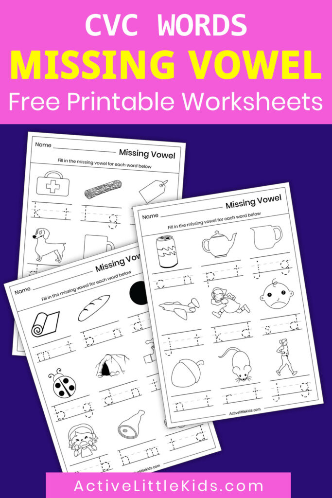 Free missing vowel worksheets for kindergarten