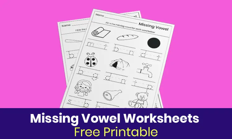 Free Missing vowel worksheets for kindergarten