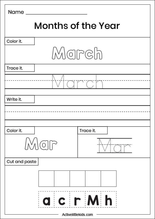 months of the year practice worksheet