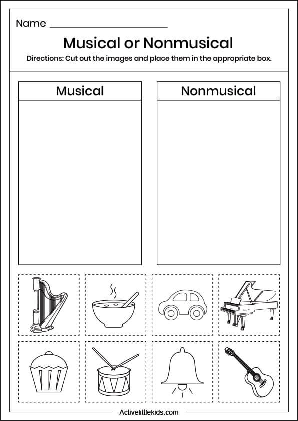 musical or nonmusical worksheet