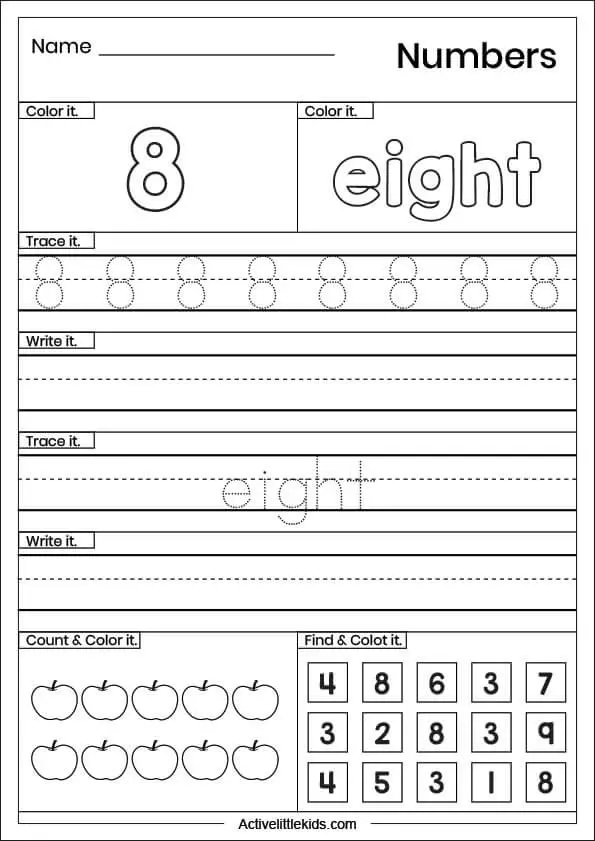 numbers worksheets for preschool