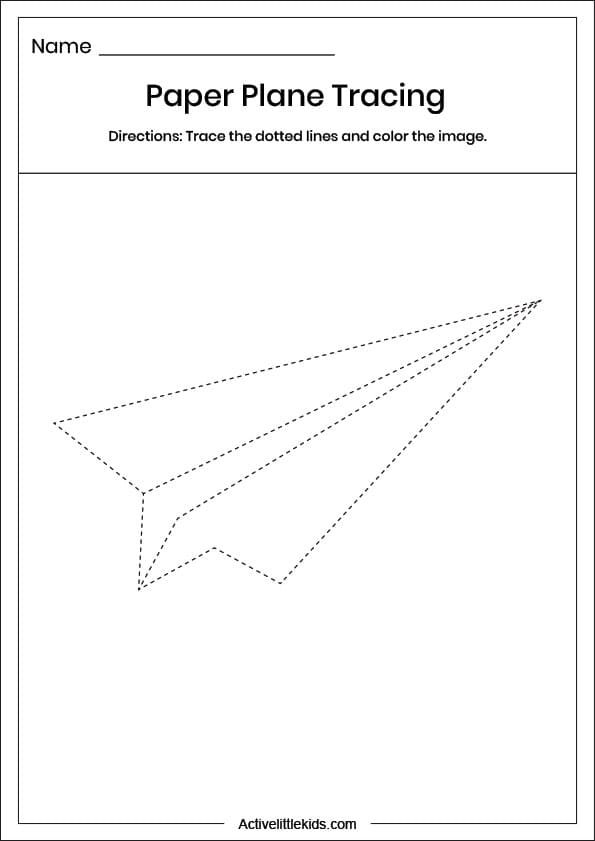 paper plane tracing worksheet