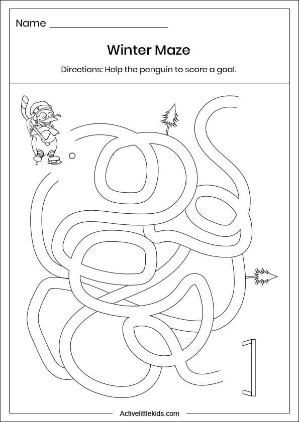 penguin maze worksheet